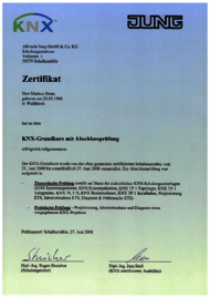 Markus Stratz hat am KNX-Grundkurs mit Abschlussprüfung teilgenommen.
